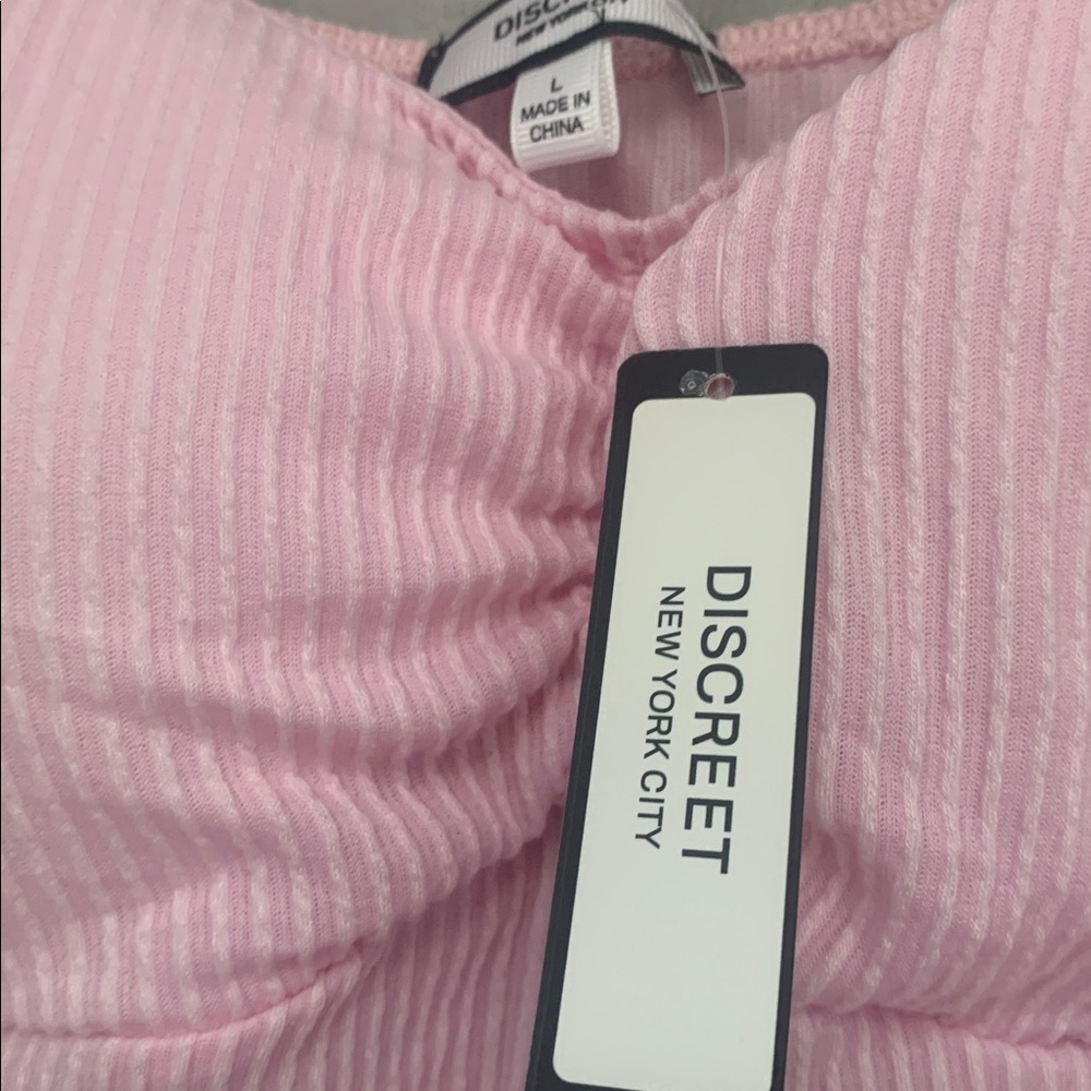 Discreet Pink Ribbed Mini Dress - Picture 4 of 8